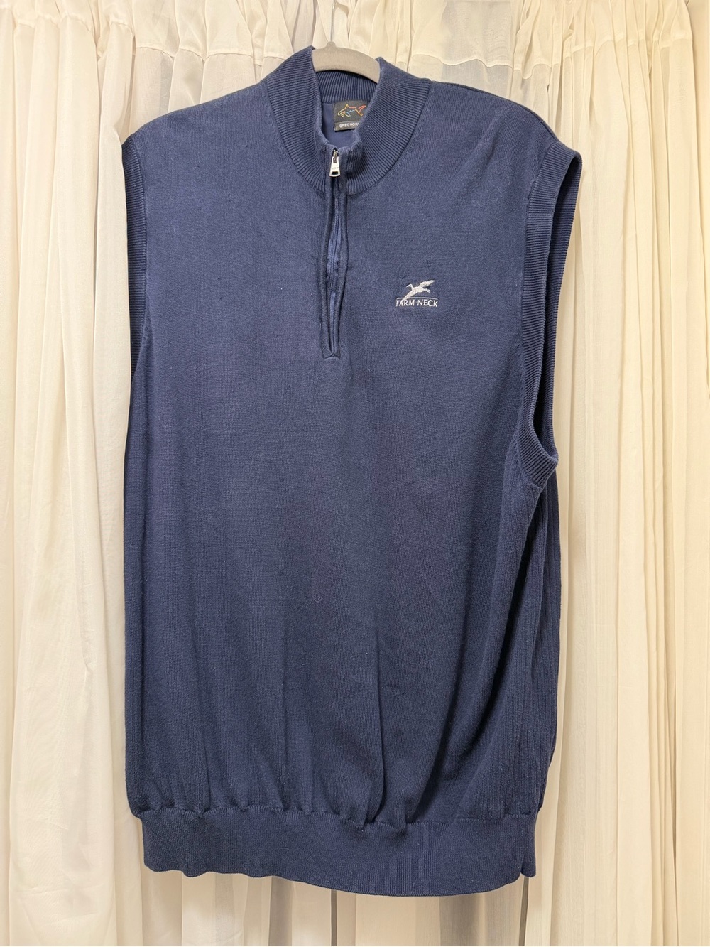 Vintage Greg Norman Lined Golf Sweater Vest with Farm Neck Emblem